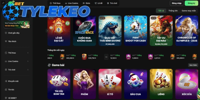 Kho game đa dạng chỉ có tại nhà cái 86Bet